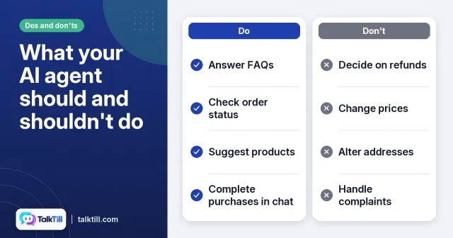 Dos and don'ts for your AI agent, covering tasks it should and shouldn't perform